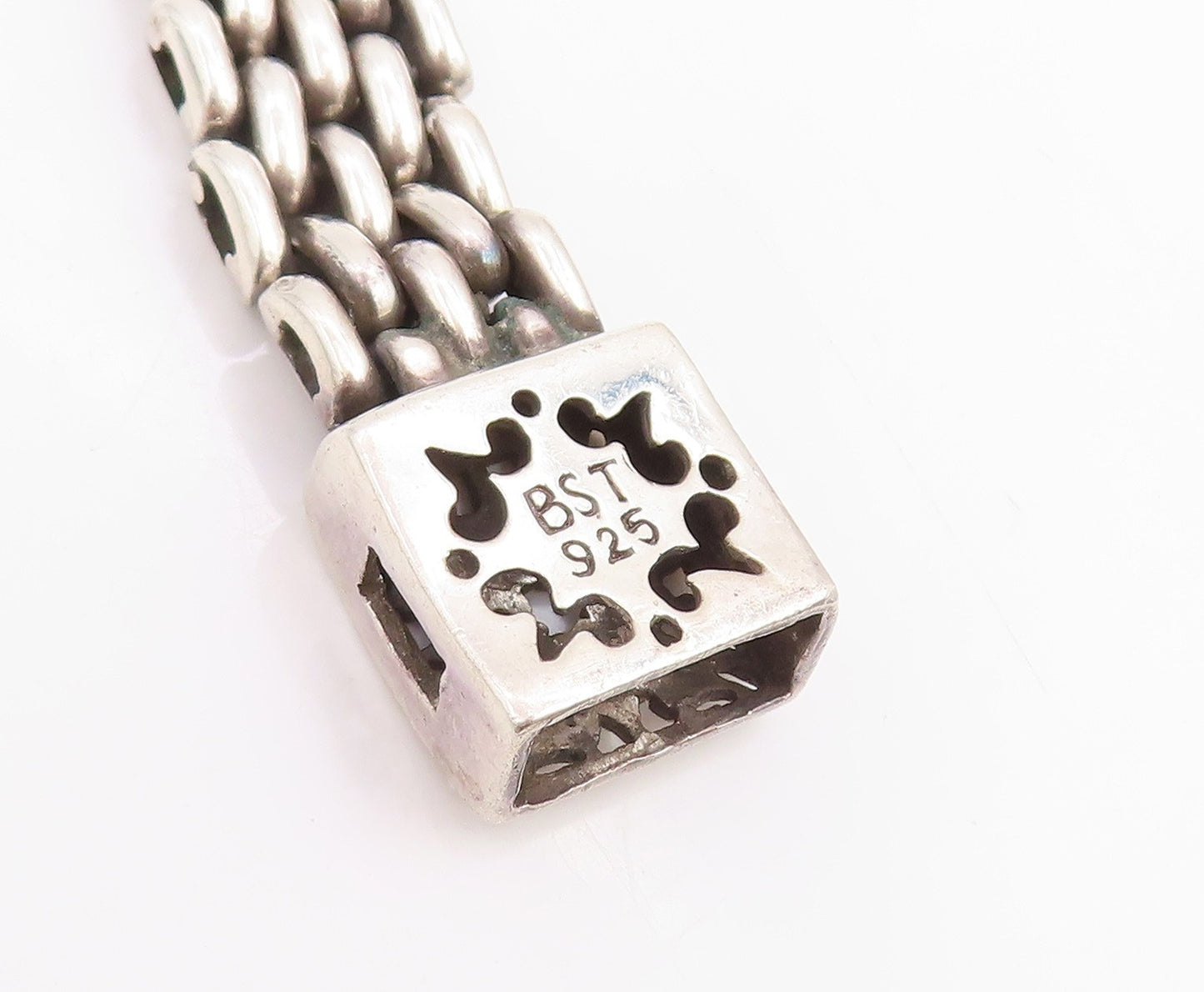 925 Sterling Silver Vintage Bracelet Intricate Geometric Woven Chain  BT11832