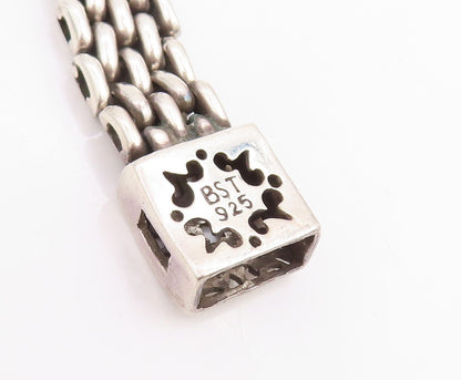 925 Sterling Silver Vintage Bracelet Intricate Geometric Woven Chain  BT11832