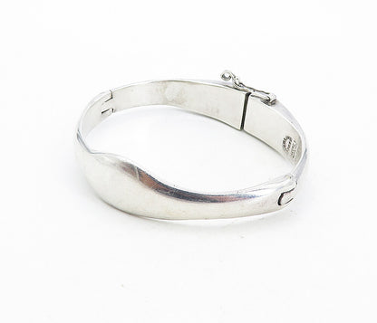 LOS BALLESTEROS 925 Silver Vintage Shiny Smooth Hinge Bangle Bracelet BT3568