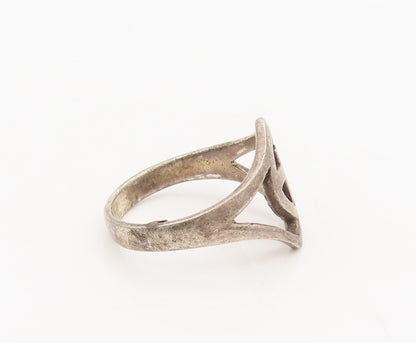 925 Sterling Silver Vintage Minimalist Split Shank Cutout Ring Sz 8.5 RG26790