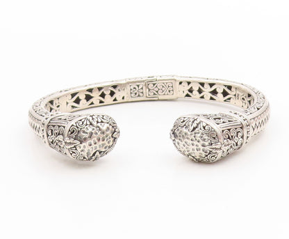 925 Sterling Silver Vintage Bracelet Intricate Floral Scrollwork Cuff  BT11805