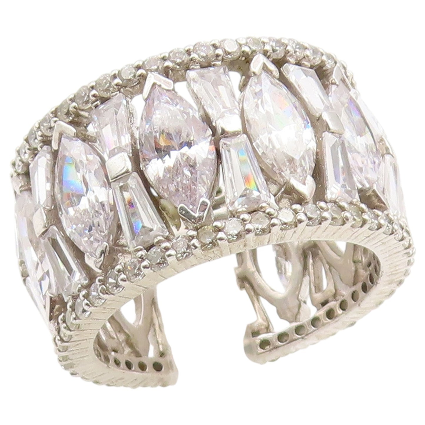 925 Sterling Silver Vintage Ring Multi Shape CZ Eternity Band  Sz 12  RG36500