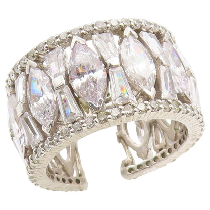 925 Sterling Silver Vintage Ring Multi Shape CZ Eternity Band  Sz 12  RG36500