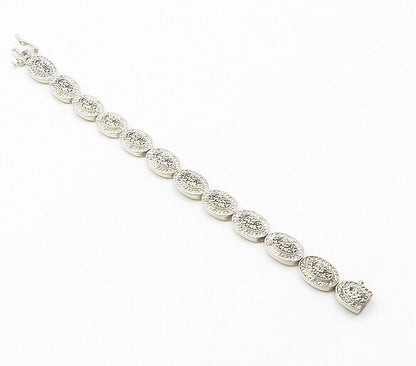 925 Silver  Vintage Genuine Black & White Diamonds Chain Bracelet  BT5983