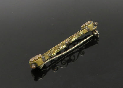 925 Silver & 18K GOLD  Vintage Antique 2 Tone Floral Swirl Brooch Pin  BP8861