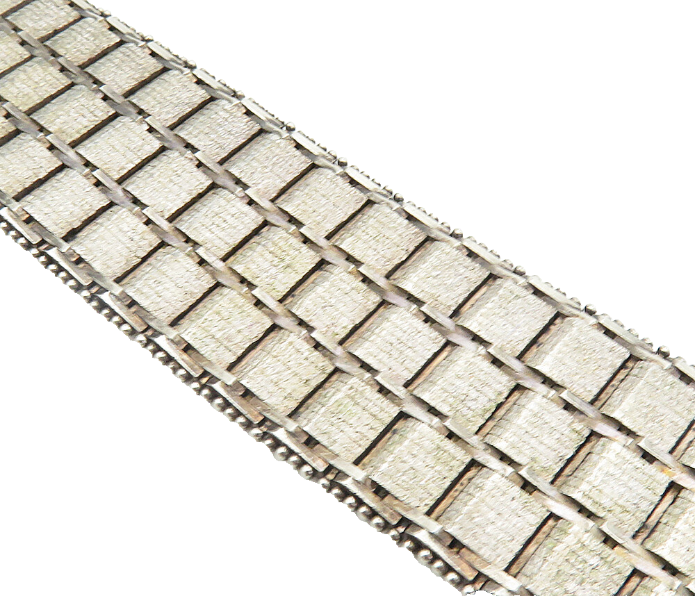 925 Sterling Silver Vintage Textured Square Link Flat Chain Bracelet  BT3985