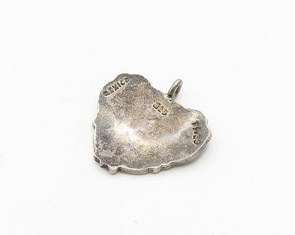 MEXICO 925 Silver  Vintage Dark Tone Love Heart Swirl Border Pendant  PT15455