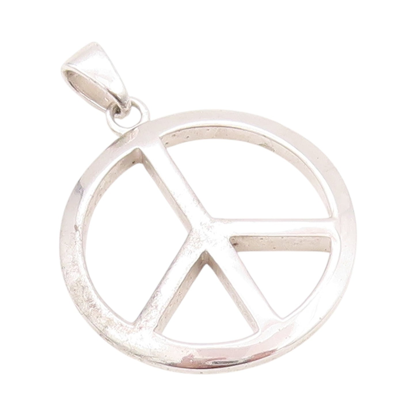 925 Sterling Silver Vintage Pendant Minimalist Peace Cutout Charm  PT24020