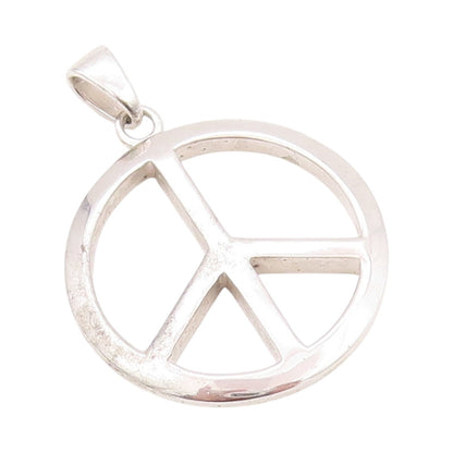 925 Sterling Silver Vintage Pendant Minimalist Peace Cutout Charm  PT24020