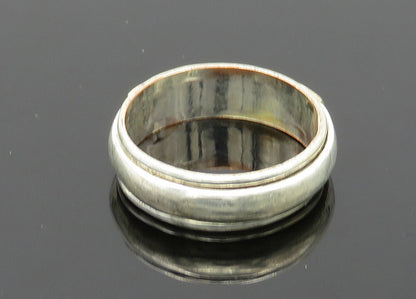 925 Sterling Silver  Vintage Shiny Etched Band Spinner Band Ring Sz 7  RG20218