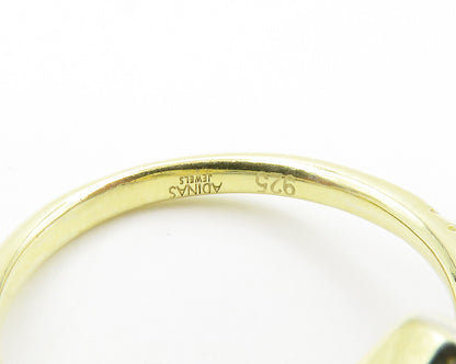 925 Sterling Silver  Shiny Cubic Zirconia Gold Plated Band Ring Sz 7  RG14777