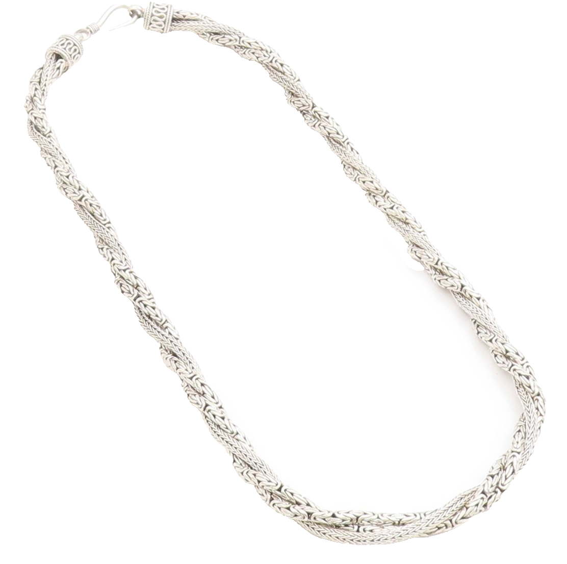 925 Sterling Silver Vintage Necklace Triple Rope Braided Design Chain   NE4620