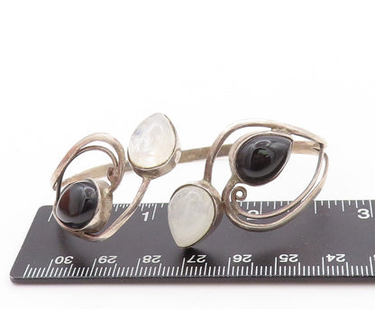 925 Sterling Silver Vintage Bracelet Cabochon Drop Shape Onyx & Glass   BT10893