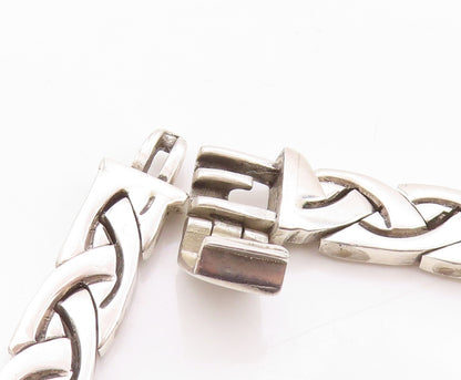 925 Sterling Silver Vintage Necklace Designer Graduated Link Band NE4570