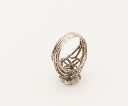 925 Sterling Silver Vintage Openwork Rope Star Dome Topaz Ring Sz 7  RG26490