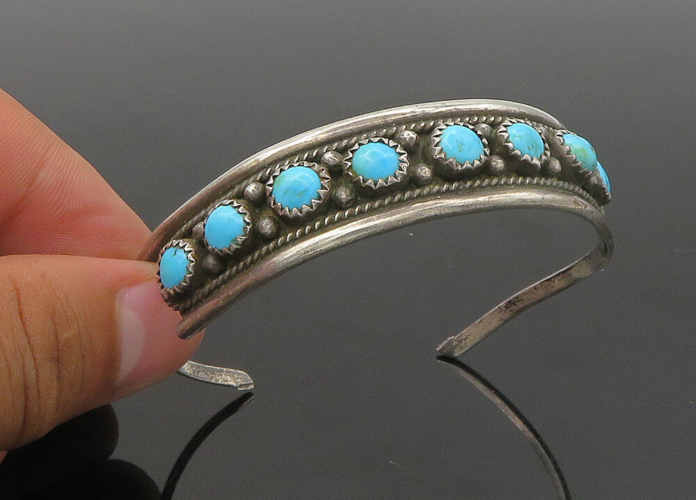 FA NAVAJO 925 Sterling Silver  Vintage Turquoise Oxidized Cuff Bracelet BT8504