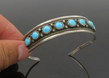 FA NAVAJO 925 Sterling Silver  Vintage Turquoise Oxidized Cuff Bracelet BT8504