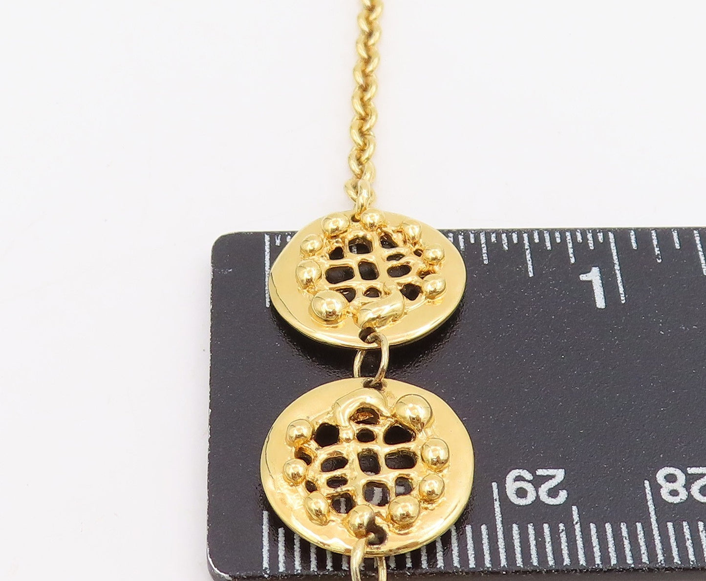 925 Sterling Silver Vintage Necklace Gold Plated Intricate Weave Circles  NE4691
