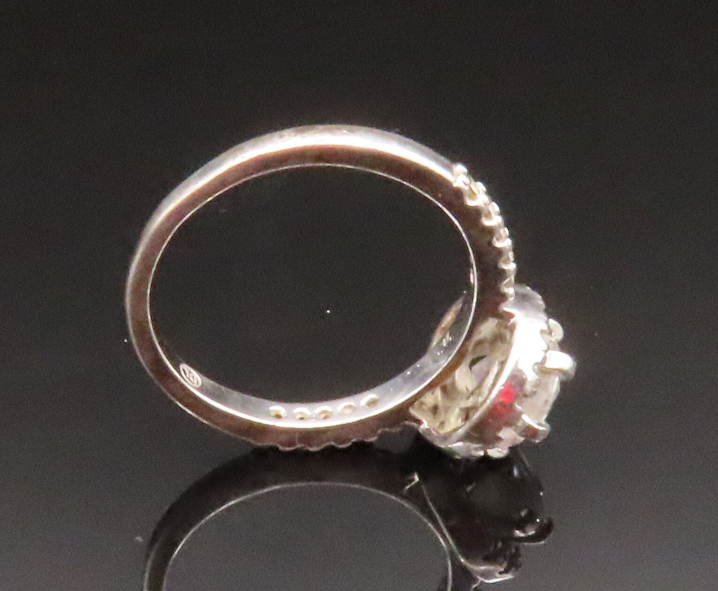 925 Sterling Silver  Vintage Fancy Cubic Zirconia Halo Ring Sz 7  RG25224
