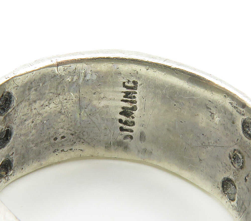 925 Sterling Silver Vintage Oxidized Pattern Round Band Ring Sz 7  RG14990