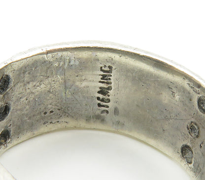 925 Sterling Silver Vintage Oxidized Pattern Round Band Ring Sz 7  RG14990