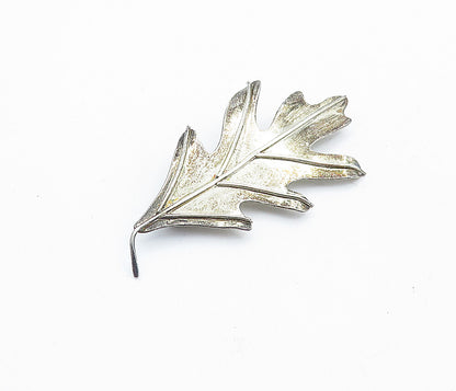 925 Sterling Silver  Vintage Dark Tone Single Leaf Motif Brooch Pin  BP2674