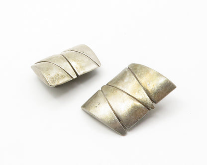DESIGNER 925 Sterling Silver Vintage Modernist Non Pierce Earrings EG7426