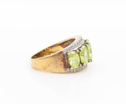 925 Sterling Silver Vintage Ring Gold Plated Topaz & Gemstone Band Sz 7  RG33336