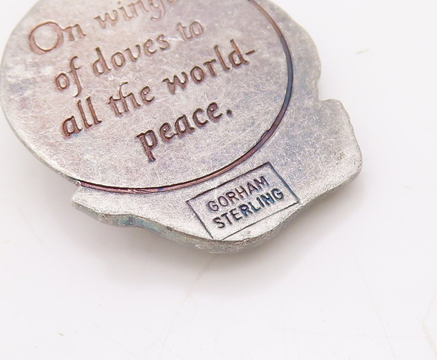 925 Sterling Silver Vintage Pendant GORHAM Carved Globe On A Dove  PT23540