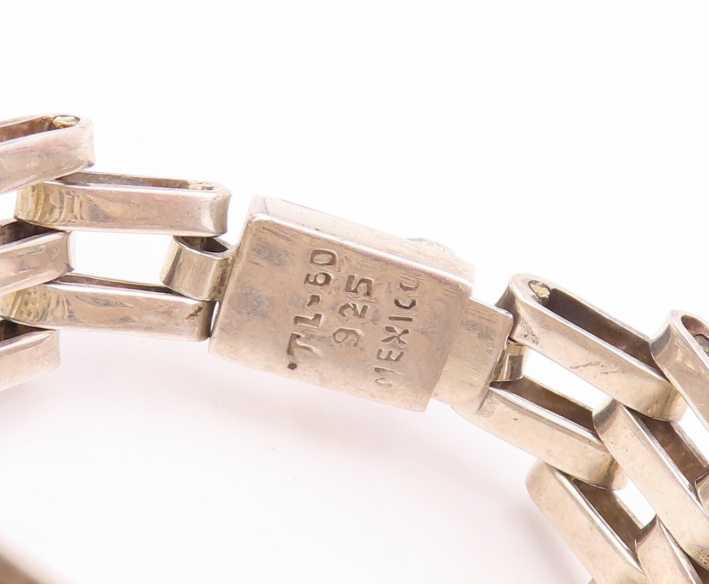 925 Sterling Silver Vintage Bracelet MEXICO Hinged Brick Wall Effect  BT10513