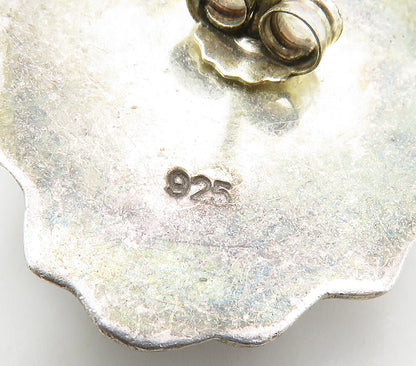 925 Sterling Silver  Vintage Oxidized Love Heart Dome Drop Earrings  EG8357