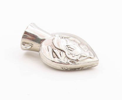 925 Sterling Silver Vintage Pendant Carved Lady Face On Vase  PT24366
