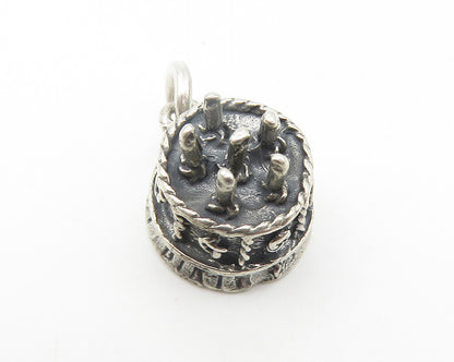 925 Sterling Silver  Vintage Petite Happy Birthday To You Cake Pendant  PT8685