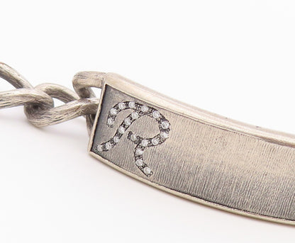 925 Sterling Silver Vintage Bracelet Real Diamonds Initial R Monogram  BT12164