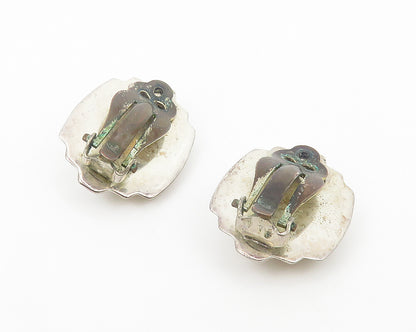925 Sterling Silver  Vintage Shiny Fluted Dome Non Pierce Earrings  EG5516