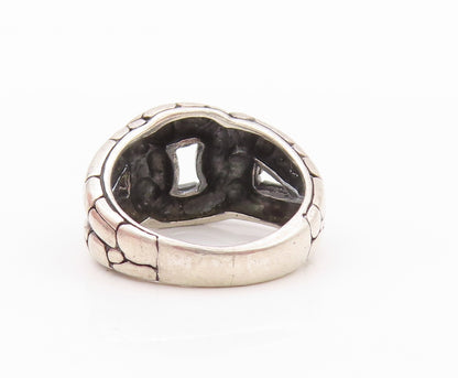 925 Sterling Silver Vintage Ring Dark Tone Snake Skin Design Cut  SZ 6  RG32249