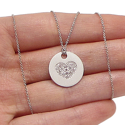 925 Sterling Silver  .12ctw Genuine Diamonds Heart Pendant & Chain  PT2443