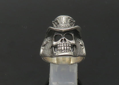 925 Sterling Silver  Vintage Skeleton Head Large Biker Ring Sz 11  RG22670