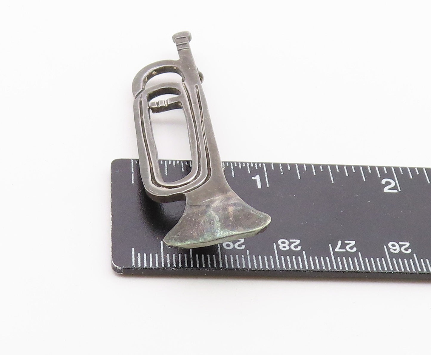 MEXICO 925 Silver  Vintage Musical Instrument Solid Trumpet Brooch Pin BP10479