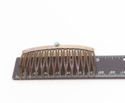 925 Sterling Silver Vintage Hair Barrette SOUTHWESTERN Turquoise Comb TR4134