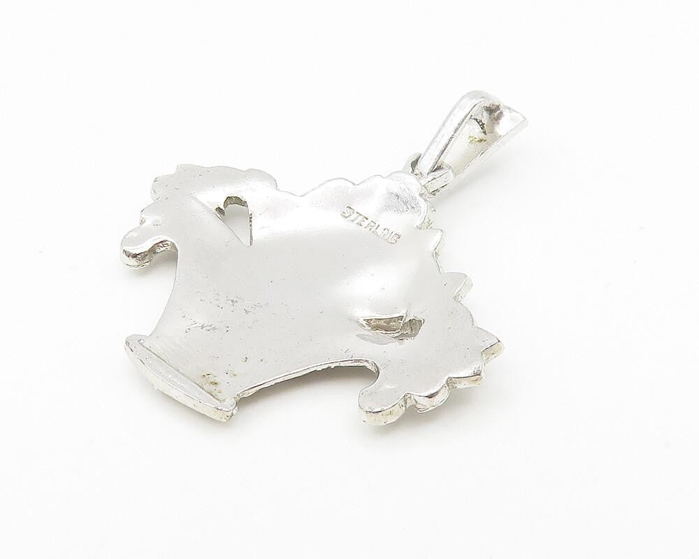 925 Sterling Silver  Vintage Sparkling Flower Basket Motif Pendant  PT9085
