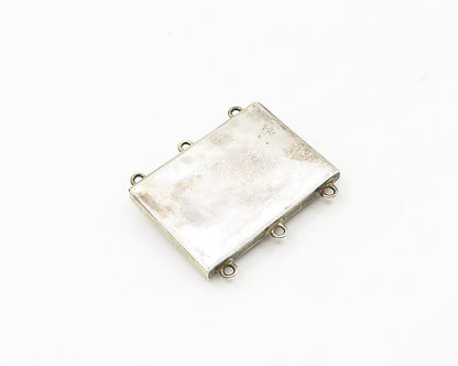 925 Sterling Silver  Vintage Etched Cross Detail Square Necklace Clasp  TR2383