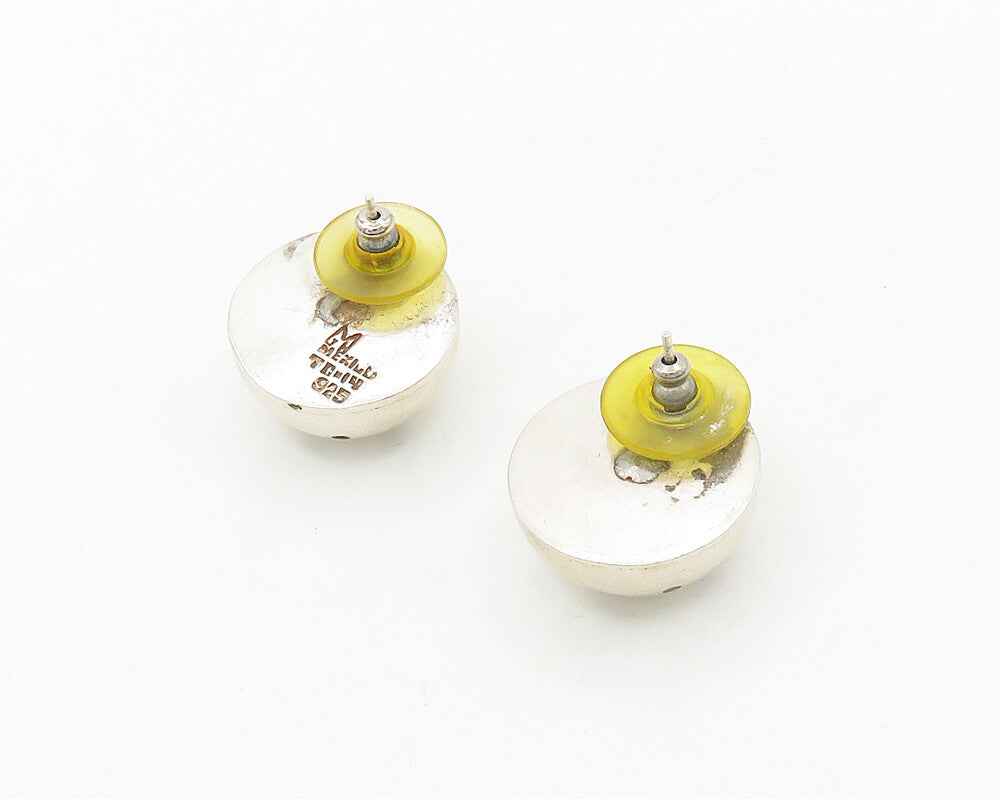DESIGNER MEXICO 925 Silver  Vintage Black Onyx Spotted Drop Earrings  EG9210