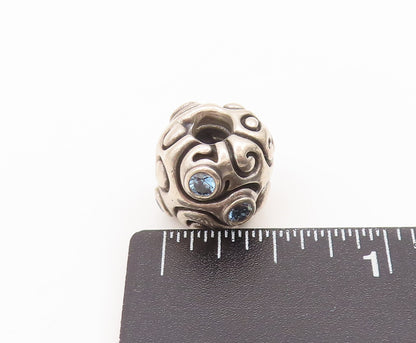 925 Sterling Silver Vintage Pendant PANDORA Swirly Etched Topaz Bead  PT22628