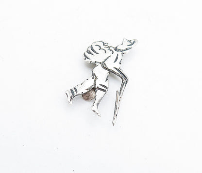 925 Sterling Silver  Vintage Shiny Petite Traveling Man Motif Tie Clip  TR1202