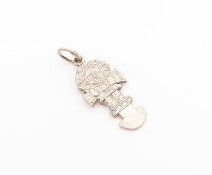 925 Sterling Silver  Vintage Petite Traditional Warrior Statue Pendant PT15988
