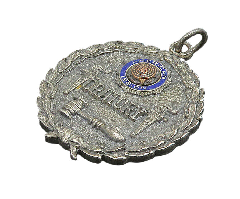 925 Sterling Silver  Vintage Antique American Legion Oratory Pendant  PT19163