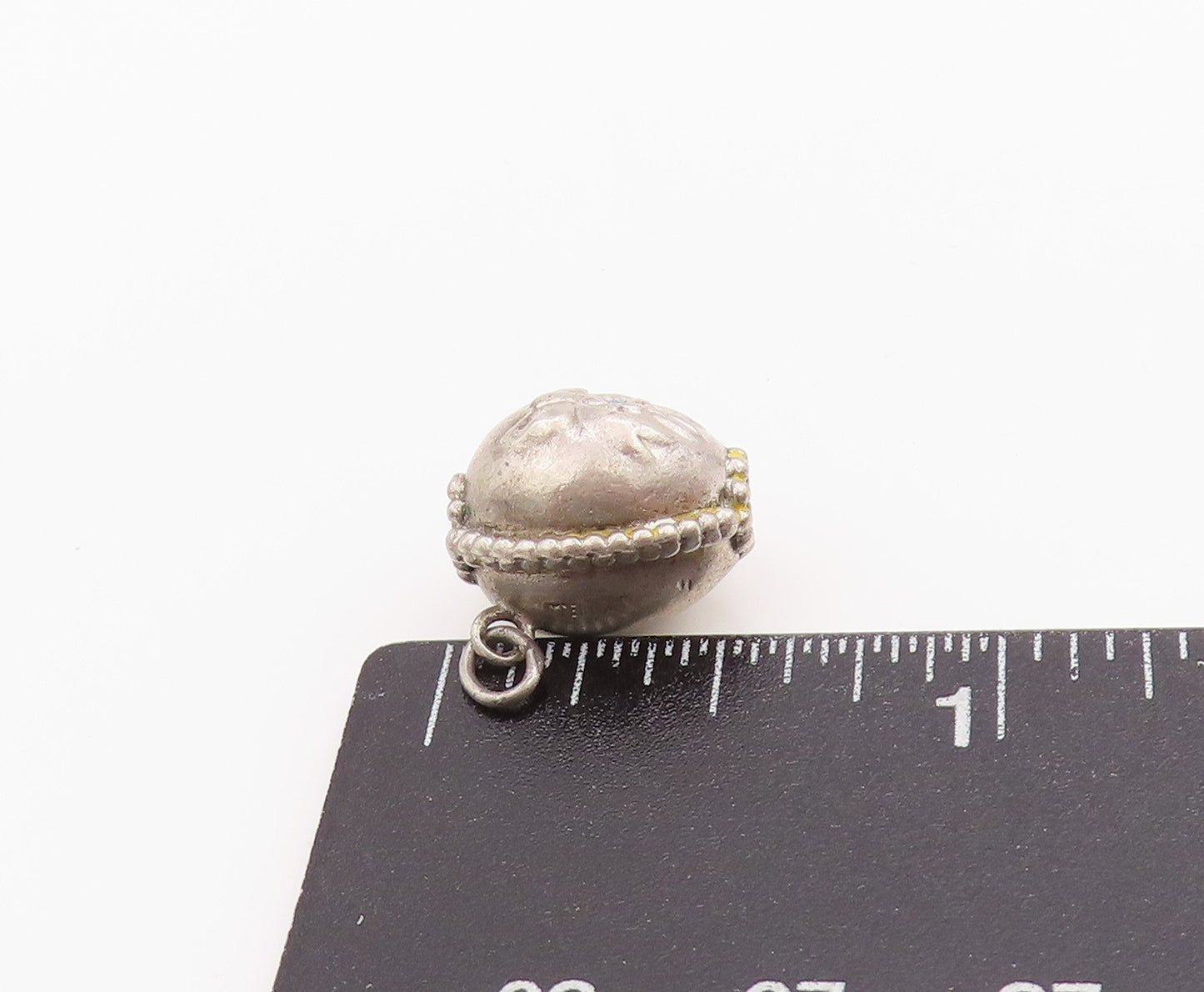 925 Sterling Silver Vintage Pendant Antique Floral Bow Carved Charm PT24471