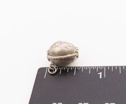 925 Sterling Silver Vintage Pendant Antique Floral Bow Carved Charm PT24471