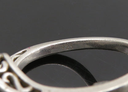 925 Sterling Silver  Vintage Genuine Diamonds Heart Band Ring Sz 7  RG20935